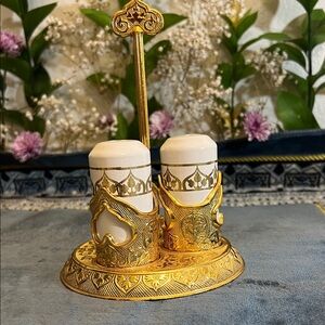 Elegant Gold and White Spice Holder Set